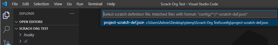 Salesforce Scratch org Definition file